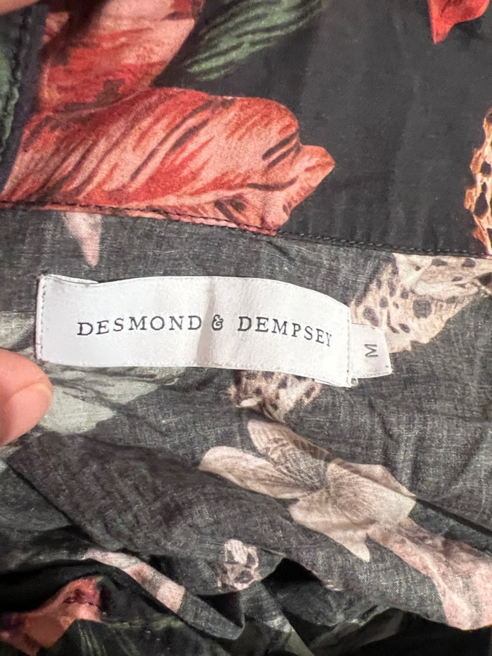 Leopard & Floral Satin Pajama Top - Black with Rust Floral - Picture 9 of 15